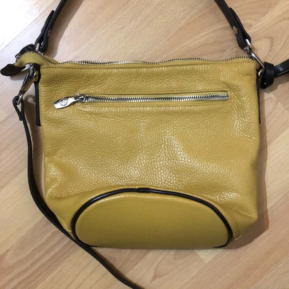 Valentina Yellow & Brown Leather Crossbody Purse